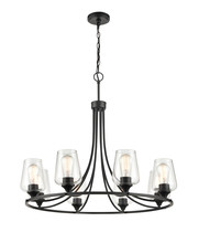  9728-MB - Ashford 8-Light Chandelier Ceiling Light Matte Black