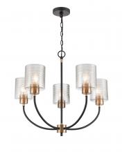  9425-MB/MG - Renitta 5-Light Chandelier Ceiling Light Matte Black Modern Gold