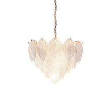  CH9081-50 - Acanthus Textured Glass Updated Modern Distressed Gold Small Chandelier