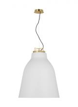  SLPD12927WNB - The Forge X-Large Tall 1-Light Damp Rated Integrated Dimmable LED Ceiling Pendant in Natural Brass