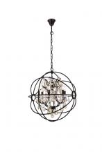  1130D25DB-GT/RC - Geneva 6 Light Dark Bronze Chandelier Golden Teak (Smoky) Royal Cut Crystal