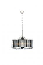  1203D28PN-SS/RC - Chelsea 8 Light Polished Nickel Chandelier Silver Shade (Grey) Royal Cut Crystal
