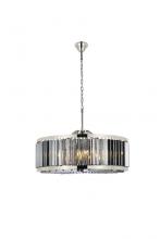  1203D35PN-SS/RC - Chelsea 10 Light Polished Nickel Chandelier Silver Shade (Grey) Royal Cut Crystal