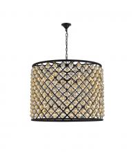  1206D35MB-GT/RC - Madison 12 Light Matte Black Chandelier Golden Teak (Smoky) Royal Cut Crystal