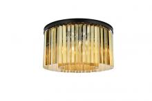  1208F26MB-GT/RC - Sydney 8 Light Matte Black Flush Mount Golden Teak (Smoky) Royal Cut Crystal