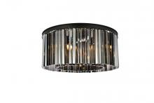  1208F31MB-SS/RC - Sydney 8 Light Matte Black Flush Mount Silver Shade (Grey) Royal Cut Crystal