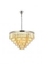  1231D44PN-GT/RC - Sydney 33 Light Polished Nickel Chandelier Golden Teak (Smoky) Royal Cut Crystal