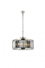  1233D28PN-SS/RC - Chelsea 8 Light Polished Nickel Chandelier Silver Shade (Grey) Royal Cut Crystal