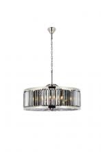  1233D35PN-SS/RC - Chelsea 10 Light Polished Nickel Chandelier Silver Shade (Grey) Royal Cut Crystal