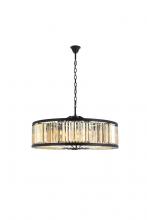  1233G43MB-GT/RC - Chelsea 10 Light Matte Black Chandelier Golden Teak (Smoky) Royal Cut Crystal