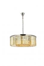  1238G43PN-GT/RC - Sydney 10 Light Polished Nickel Chandelier Golden Teak (Smoky) Royal Cut Crystal