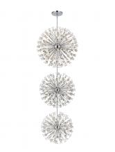  2550G44L3C - Vera 44 inch three tiers crystal starburst chandelier in chrome