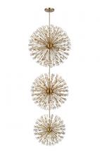  2550G50L3SG - Vera 50 inch three tiers crystal starburst chandelier in satin gold