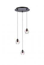  3505D12BK - Eren 3 Lights Black Pendant