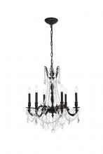  9206D23DB-GT/RC - Rosalia 6 Light Dark Bronze Chandelier Golden Teak (Smoky) Royal Cut Crystal