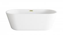  BT10671GW-BGD - 71 inch Soaking Bathtub in Glossy White with Brushed Gold Trim