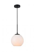  LD2207BK - Baxter 1 Light Black Pendant with Frosted White Glass