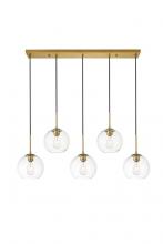  LD2228BR - Baxter 5 Lights Brass Pendant with Clear Glass