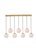  LD2231BR - Baxter 7 Lights Brass Pendant with Frosted White Glass