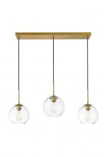  LD2236BR - Baxter 3 Lights Brass Pendant with Clear Glass