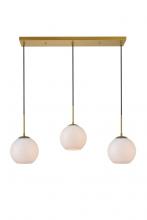  LD2237BR - Baxter 3 Lights Brass Pendant with Frosted White Glass