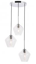  LD2258C - Gene 3 Light Chrome and Clear Glass Pendant