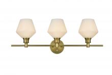  LD2317SG - Gene 3 Light Satin Gold and Frosted White Glass Wall Sconce