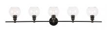  LD2326BK - Collier 5 Light Black and Clear Glass Wall Sconce