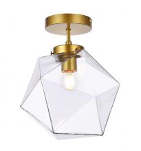  LD2346BR - Lawrence 1 Light Brass and Clear Glass Flush Mount
