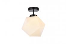  LD2347BK - Lawrence 1 Light Black and White Glass Flush Mount