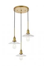  LD4040D19BR - Waltz 3 Light Brass Pendant