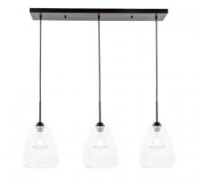  LD5032D36BK - Kason 3 Light Black and Clear Glass Pendant