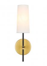  LD6004W5BRBK - Mel 1 Light Brass and Black and White Shade Wall Sconce