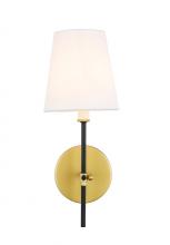  LD6004W6BRBK - Mel 1 Light Brass and Black and White Shade Wall Sconce