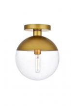  LD6067BR - Eclipse 1 Light Brass Flush Mount with Clear Glass