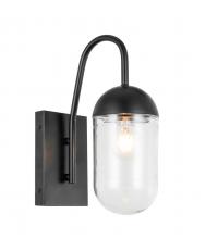  LD6168BK - Kace 1 Light Black and Clear Glass Wall Sconce