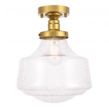  LD6242BR - Lyle 1 Light Brass and Clear Seeded Glass Flush Mount