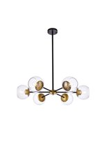  LD644D30BRK - Briggs 30 Inch Pendant in Black and Brass with Clear Shade