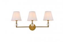 LD7023W24BR - Bethany 3 Lights Bath Sconce in Brass with White Fabric Shade