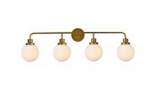  LD7036W38BR - Hanson 4 Lights Bath Sconce in Brass with Frosted Shade