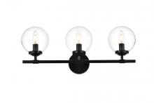  LD7302W24BLK - Ingrid 3 Light Black and Clear Bath Sconce