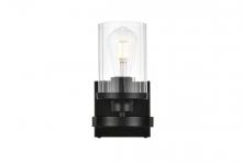  LD7316W5BLK - Saanvi 1 Light Black and Clear Bath Sconce