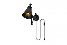  LD7328W6BLK - Van 1 Light Black Swing Arm Plug in Wall Sconce