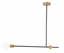  LD8041D27BK - Brees 1 Light Black and Brass Pendant