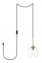  LDPG2206BR - Baxter 1 Light Brass Plug-in Pendant with Clear Glass