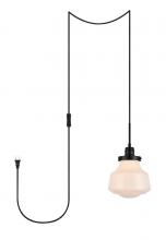  LDPG6255BK - Lyle 1 Light Black and Frosted White Glass Plug in Pendant