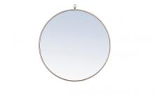  MR4056S - Metal Frame Round Mirror with Decorative Hook 28 Inch Silver Finish