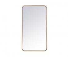  MR802036BR - Soft Corner Metal Rectangular Mirror 20x36 Inch in Brass