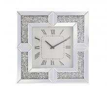  MR9208 - 20 Inch Square Crystal Wall Clock Silver Royal Cut Crystal