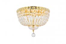  V2528F14G/RC - Tranquil 4 Light Gold Flush Mount Clear Royal Cut Crystal